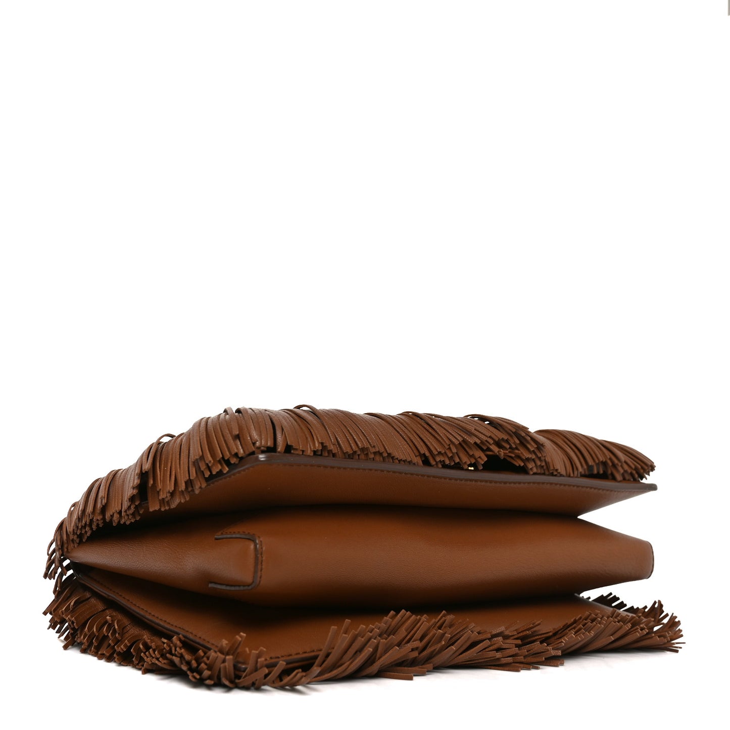 Calfskin Fringe Vera Bow Crossbody Bag Brown
