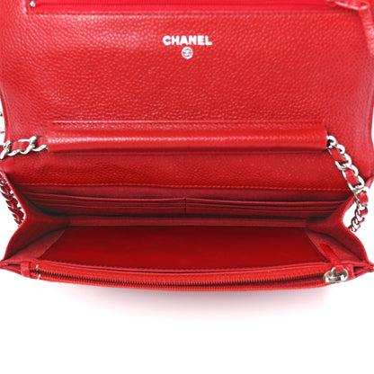 Chanel Caviar Quilted Wallet on Chain WOC Red 5 of 12