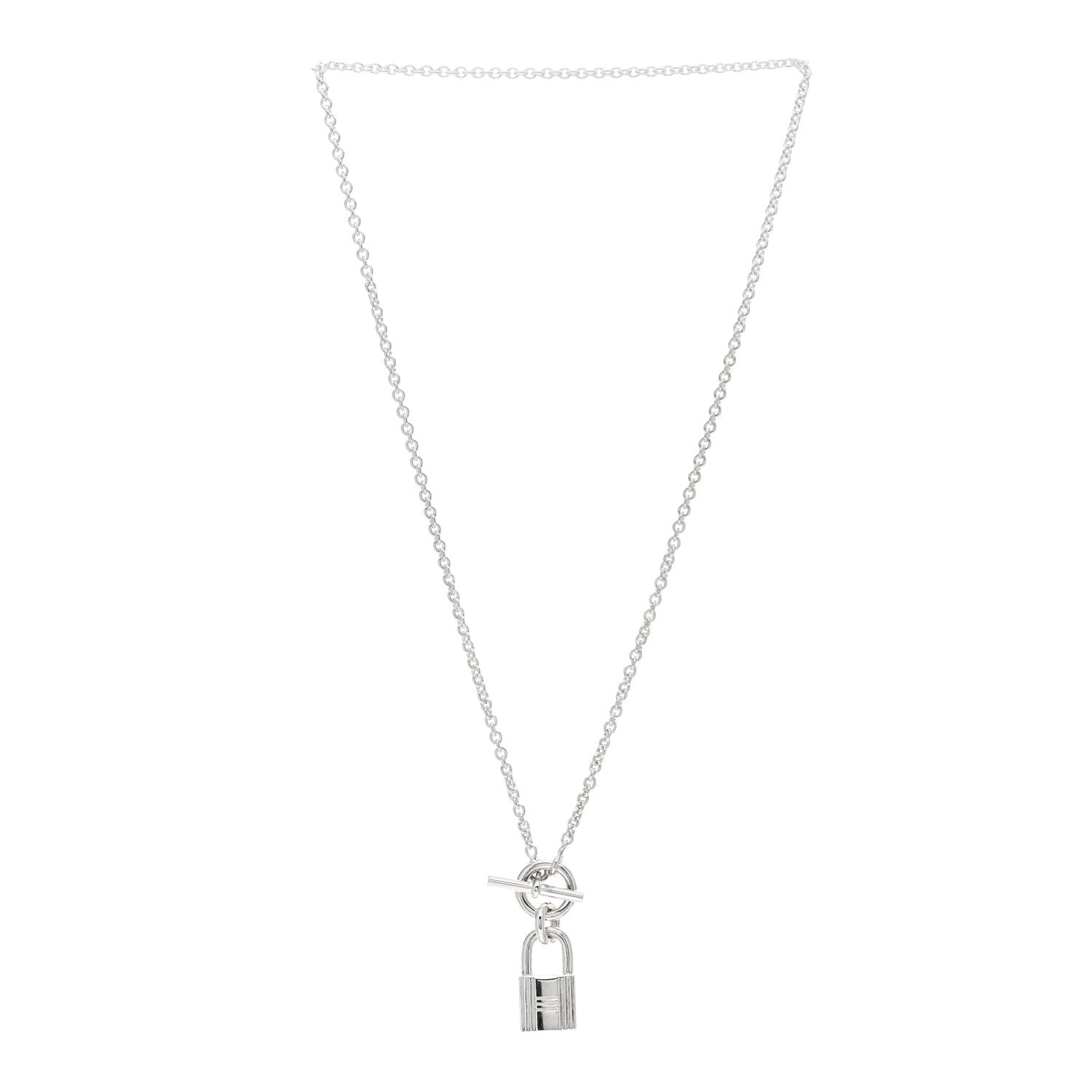 Hermes Sterling Silver Cadenas Kelly Lock Pendant Necklace 2 of 3