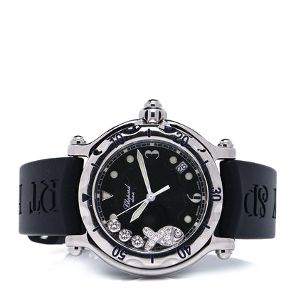 Chopard Stainless Steel Rubber Diamond 38mm Happy Sport Fish Quartz Watch Black 2 of 5