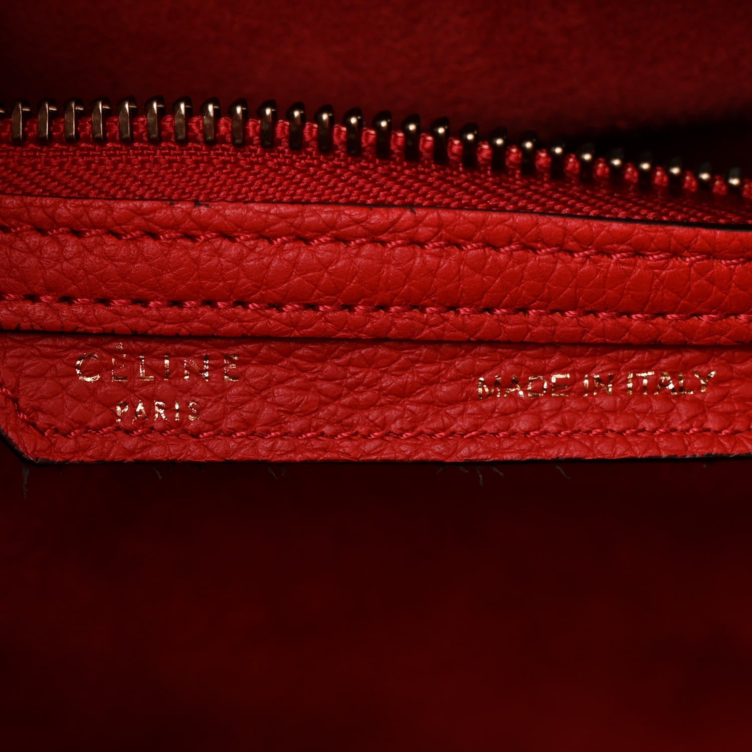 Celine Drummed Calfskin Micro Luggage Red 6 of 10