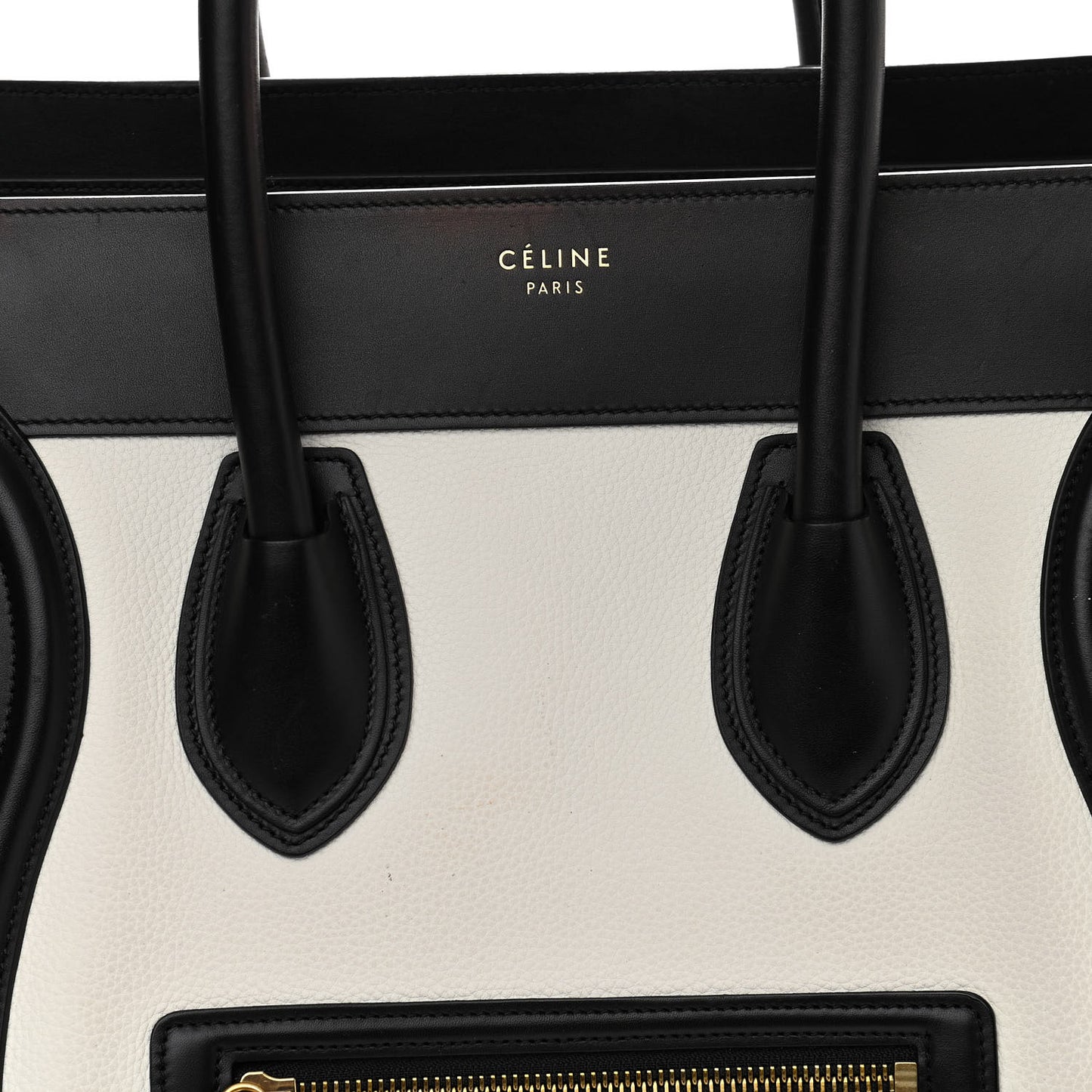 Nubuck Drummed Calfskin Mini Bi-Color Luggage Black White