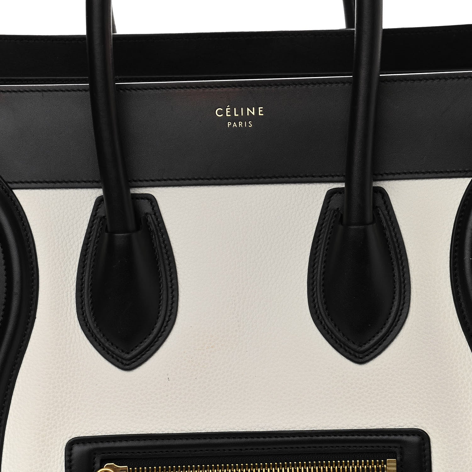Celine Nubuck Drummed Calfskin Mini Bi-Color Luggage Black White 8 of 12