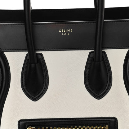 Celine Nubuck Drummed Calfskin Mini Bi-Color Luggage Black White 8 of 12