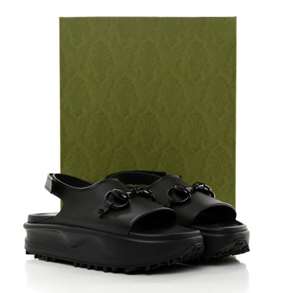 Gucci Soft Rubber Horsebit Touch Womens Strapped Sandals 40 Black 9 of 9
