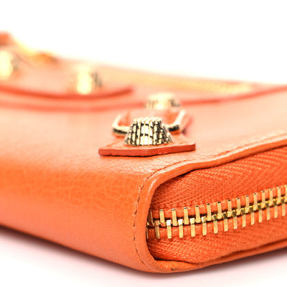 Balenciaga Agneau Classic Hardware Continental Zip Around Wallet Tangerine 9 of 10