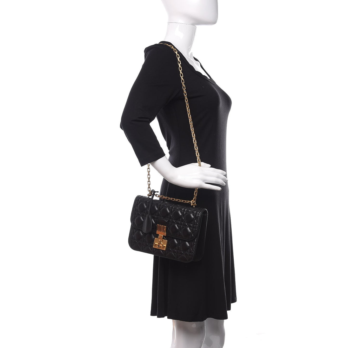 Lambskin Cannage Large Dioraddict Flap Bag Black