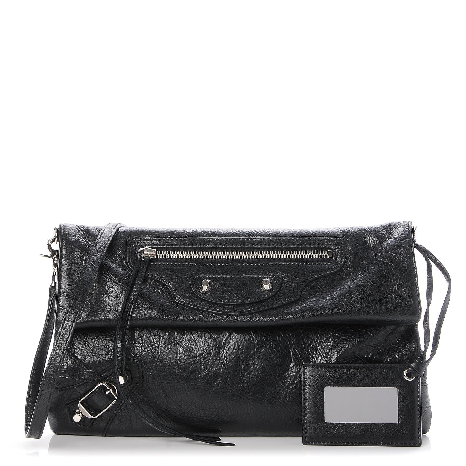 Balenciaga Agneau Classic Silver Hardware Envelope Strap Clutch Black 1 of 7