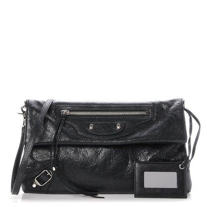 Balenciaga Agneau Classic Silver Hardware Envelope Strap Clutch Black 1 of 7