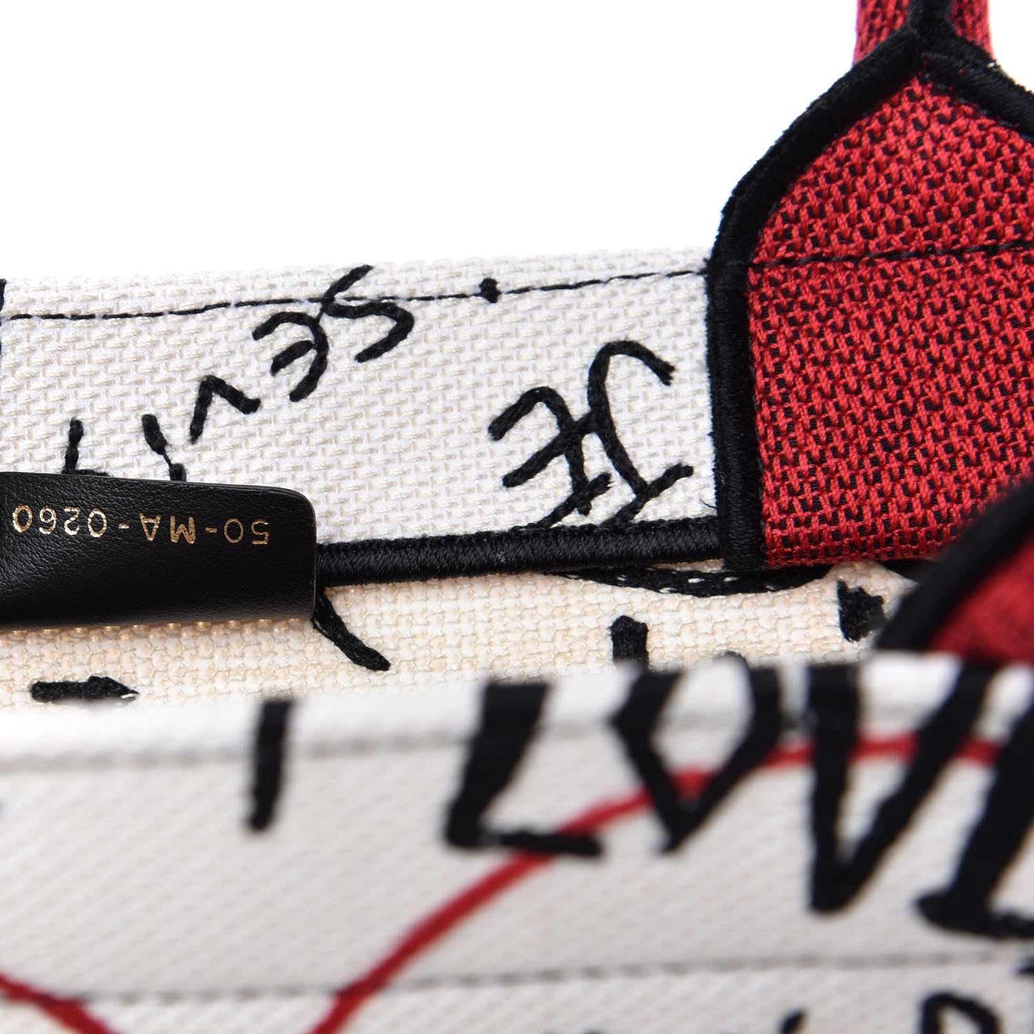 Christian Dior Canvas Embroidered Medium Dioramour Graffiti Book Tote Latte Multicolor 9 of 10