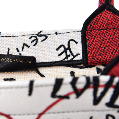 Christian Dior Canvas Embroidered Medium Dioramour Graffiti Book Tote Latte Multicolor 9 of 10