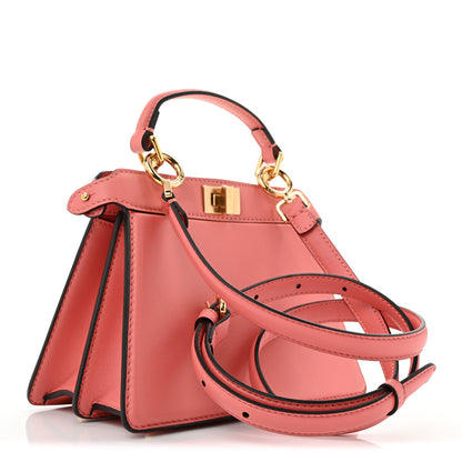 Fendi Shiny Nappa Petite Peekaboo I SEE U Satchel Rosa Pesca 3 of 12