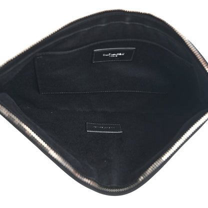 Saint Laurent Linen Canvas Rive Gouche Zipped Pouch Optic White 5 of 10