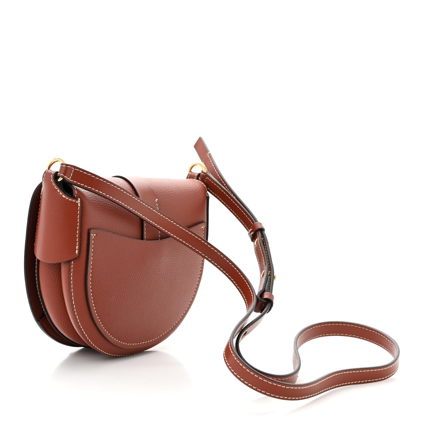 Grained Calfskin Small Darryl Saddle Crossbody Bag Sepia Brown