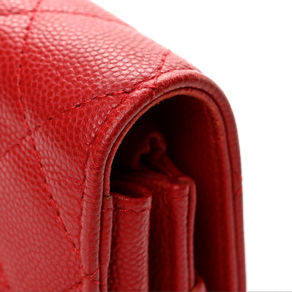 Chanel Caviar Quilted Golden Class Wallet On Chain WOC Red 13 of 14