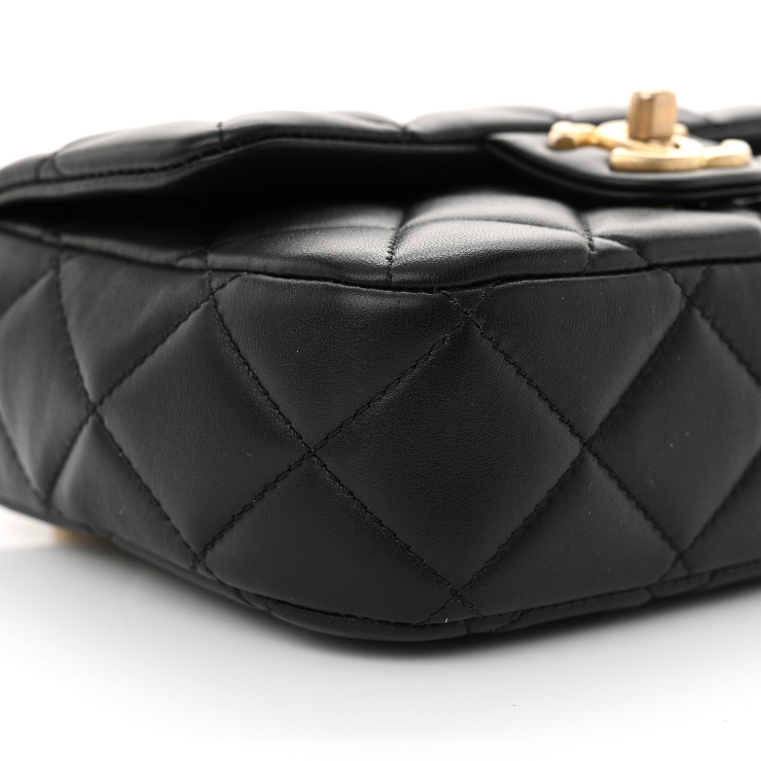Chanel Lambskin Enamel Pearl Quilted Mini Charm Me Square Flap Black 9 of 10