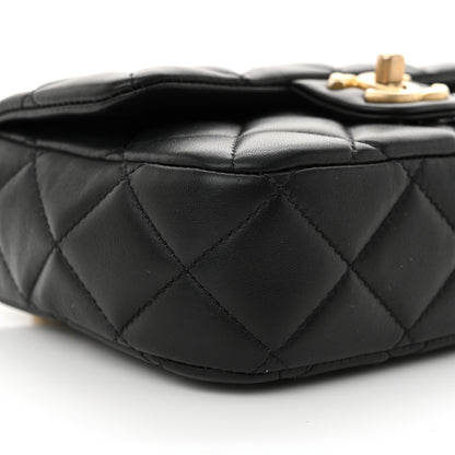 Chanel Lambskin Enamel Pearl Quilted Mini Charm Me Square Flap Black 9 of 10
