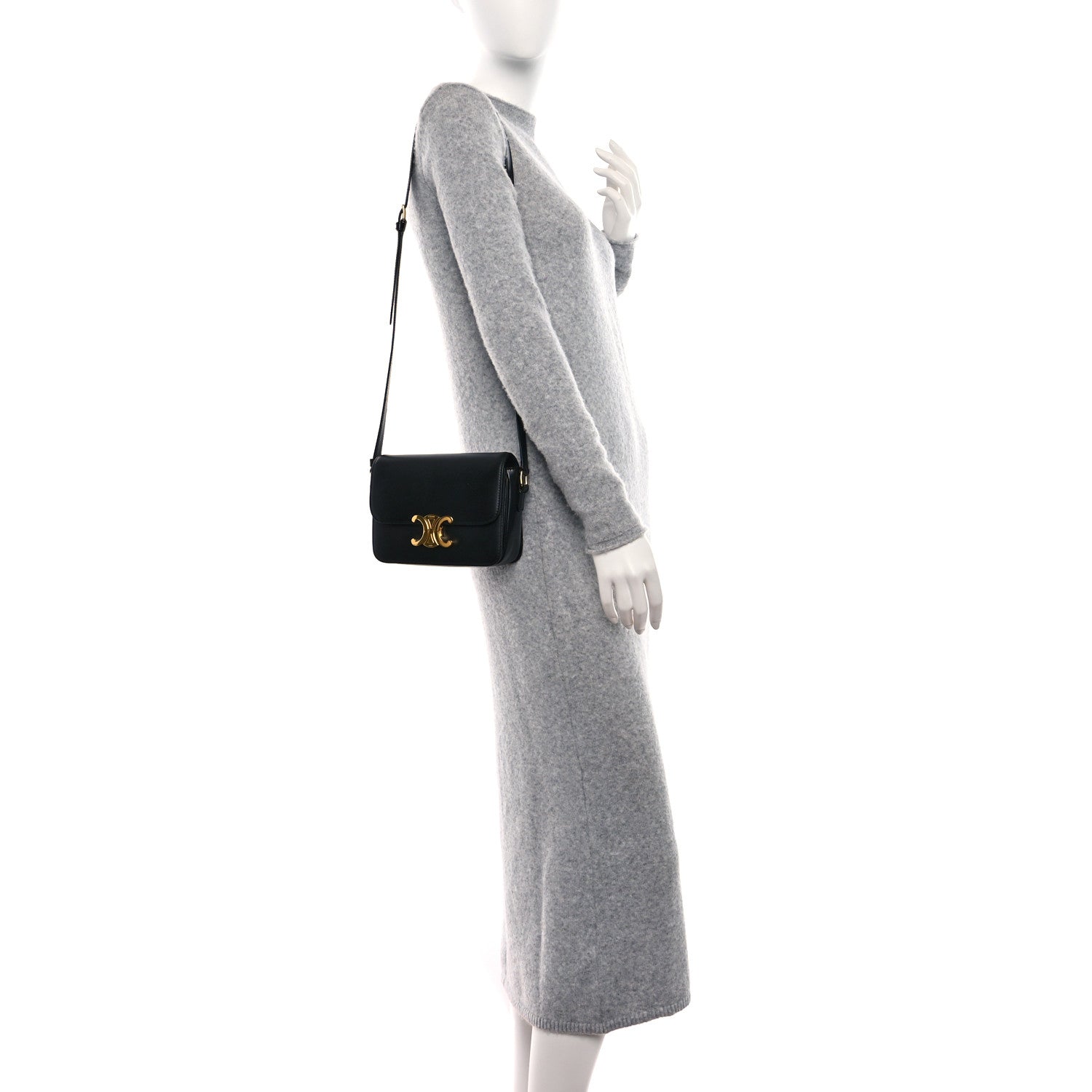 Celine Shiny Calfskin Teen Triomphe Black 2 of 12