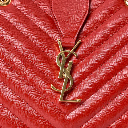 Saint Laurent Grain De Poudre Matelasse Chevron Large Monogram Shopping Bag Red 16 of 16