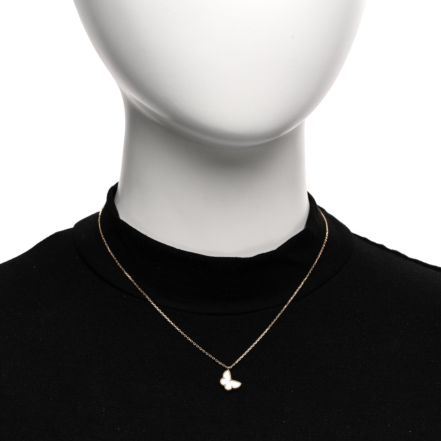 Van Cleef & Arpels VAN CLEEF & ARPELS 18K Yellow Gold Mother of Pearl Sweet Alhambra Butterfly Pendant Necklace 2 of 6