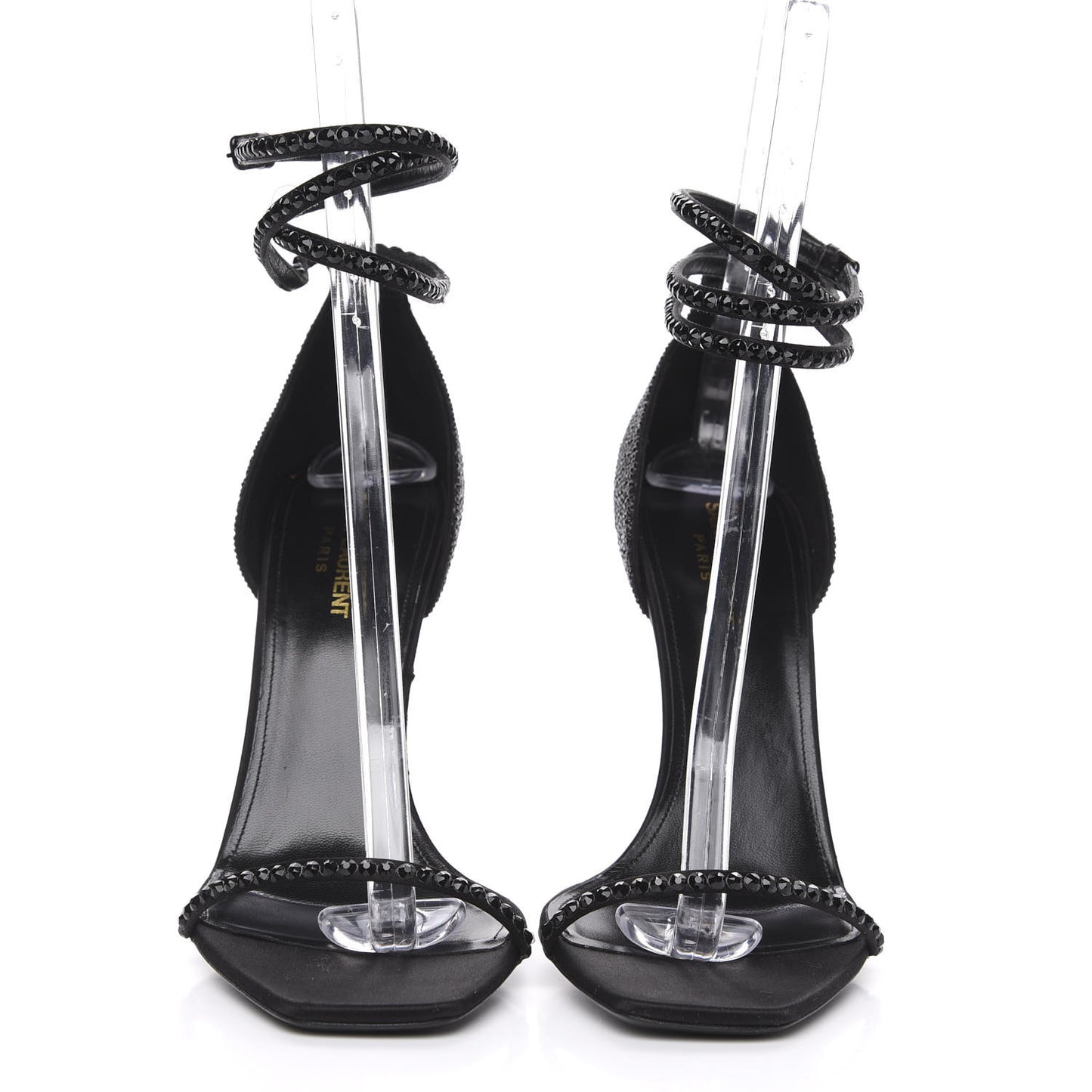 Satin Crystal Opyum Sandals 12 Black