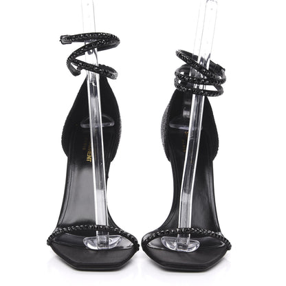 Saint Laurent Satin Crystal Opyum Sandals 12 Black 2 of 7