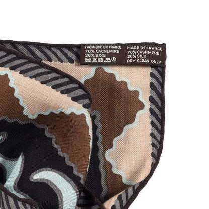 Hermes Cashmere Silk Appaloosa Des Steppes Shawl 140 Naturel Marron Ciel 4 of 4