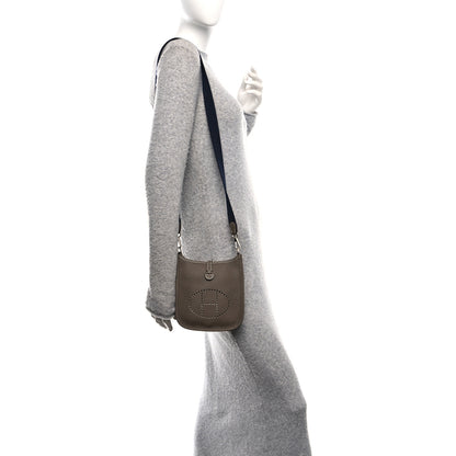 Hermes Taurillon Clemence Amazone Evelyne TPM Etoupe Bleu Indigo 2 of 11