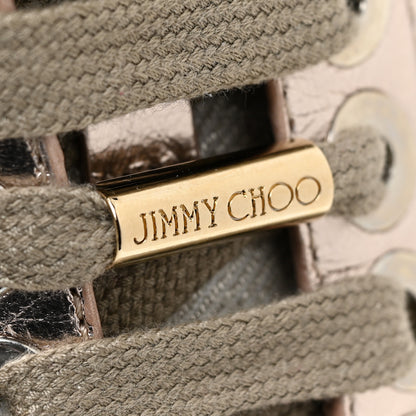 Jimmy Choo Metallic Calfskin Womens Diamond F Low Top Sneaker 37 White Gold 9 of 14