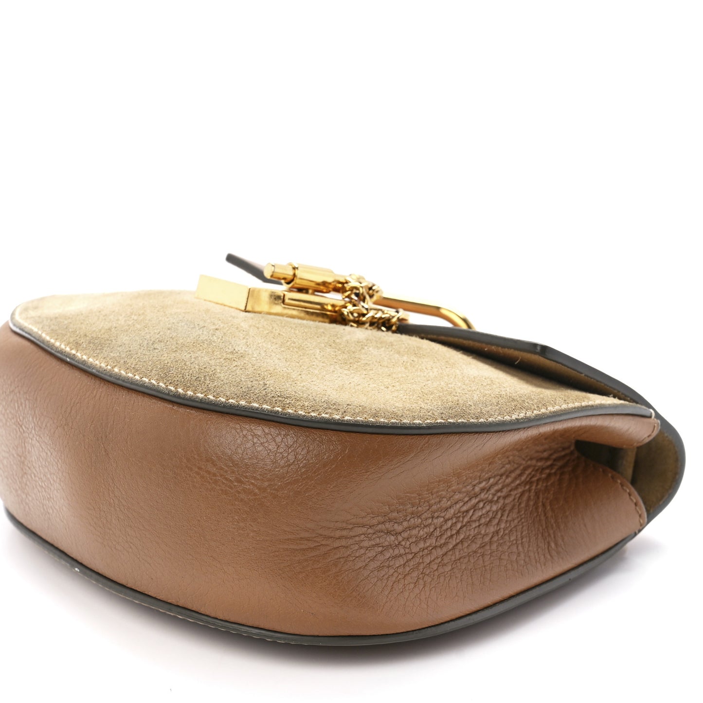 Suede Smooth Calfskin Drew Shoulder Bag Milky Coffee