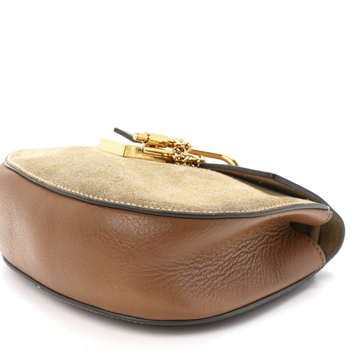 Chloe Suede Smooth Calfskin Drew Shoulder Bag Milky Coffee 10 of 12