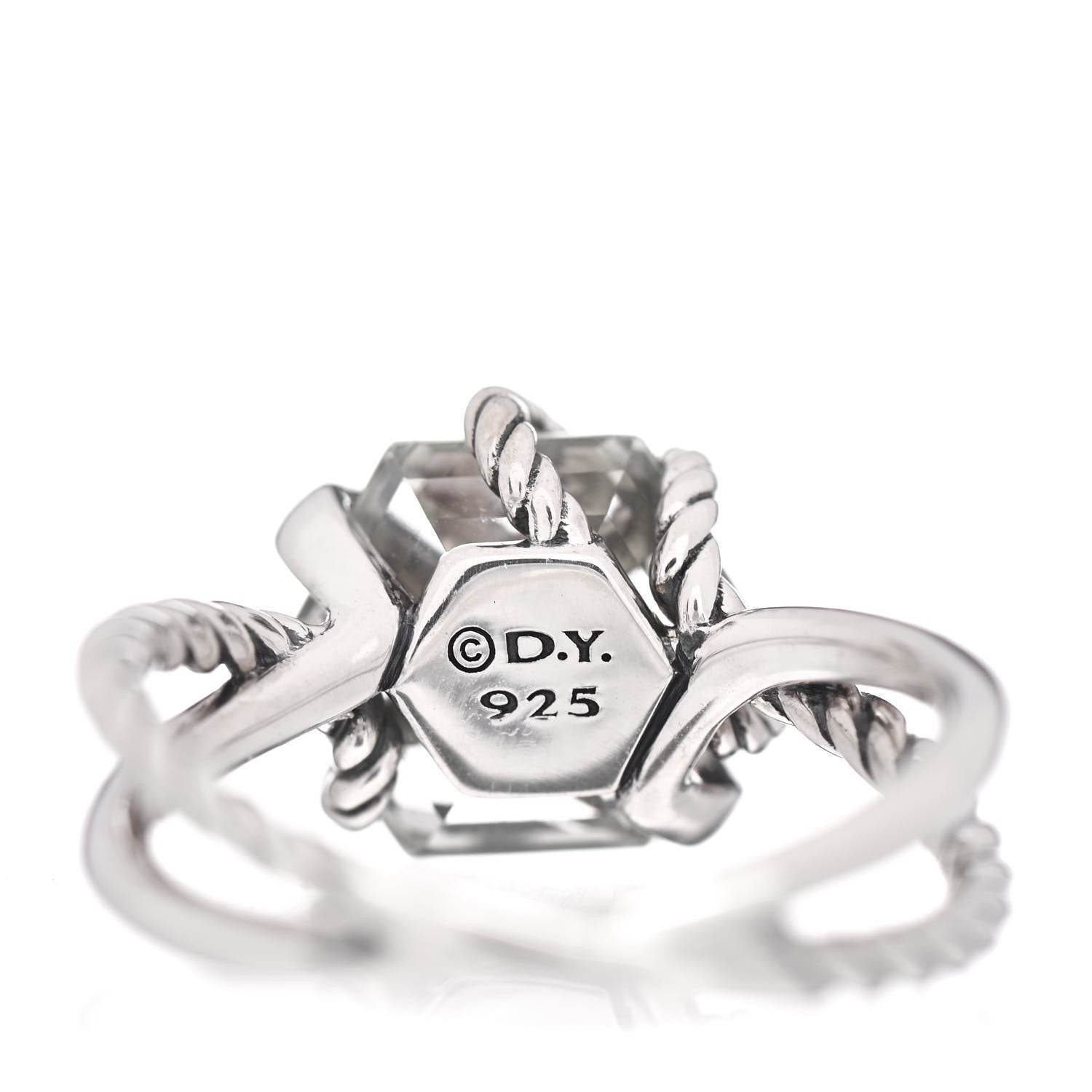 David Yurman Sterling Silver Diamond Prasiolite 10mm Cable Wrap Ring 54 7 5 of 5