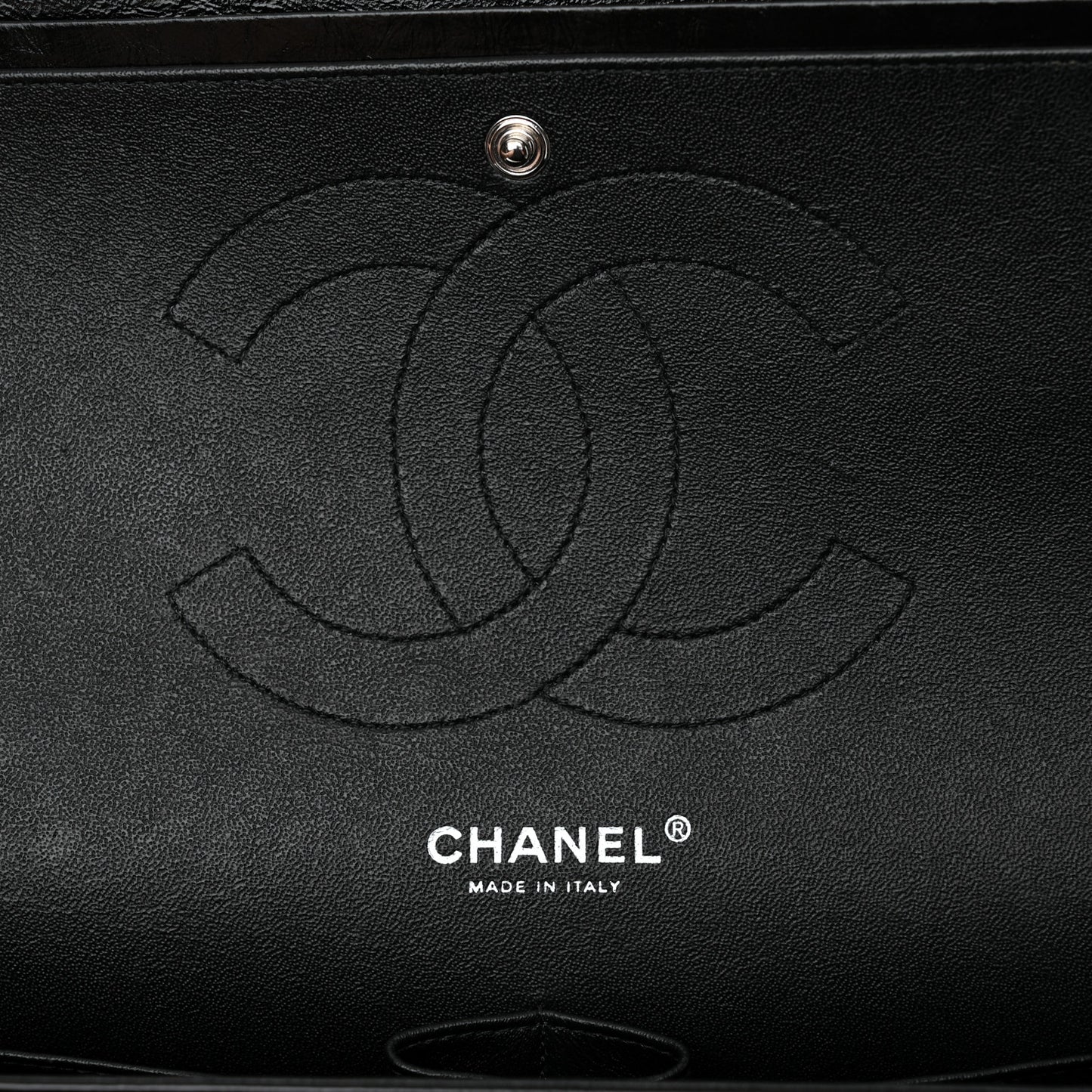 Shiny Distressed Calfskin Quilted Jumbo Double Flap So Black