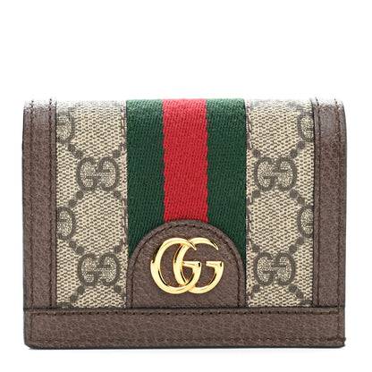 Gucci GG Supreme Monogram Web Ophidia Card Case Beige New Acero 1 of 9