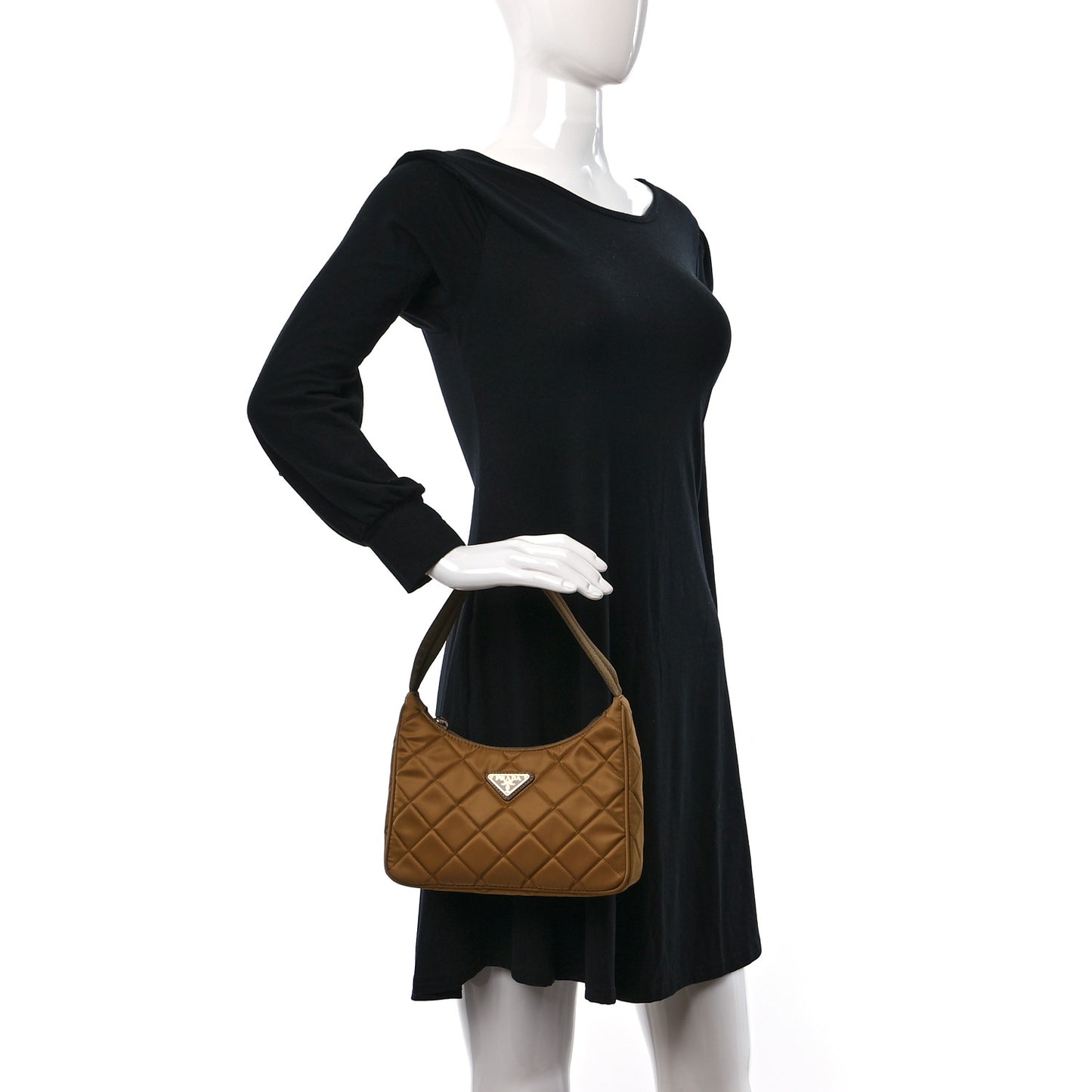 Tessuto Nylon Stitched Shoulder Bag Tobacco