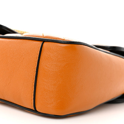 Gucci Vintage Effect Calfskin Matelasse Diagonal Small Torchon GG Marmont Shoulder Bag Cognac Black 10 of 11