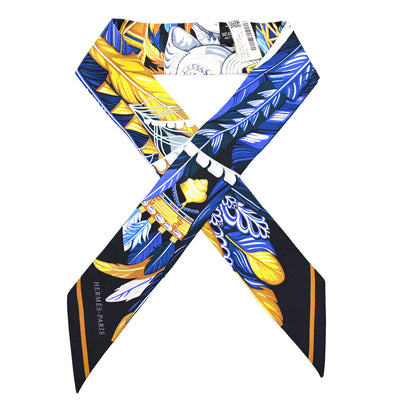 Hermes Silk La Danse Pacifique Twilly Bleu Nuit Jaune Vif 1 of 3