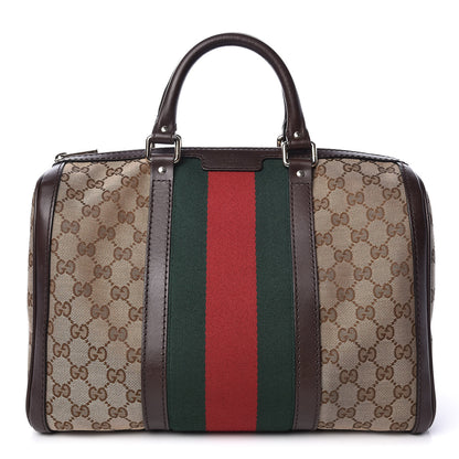 Gucci Monogram Vintage Web Medium Boston Dark Brown 1 of 15
