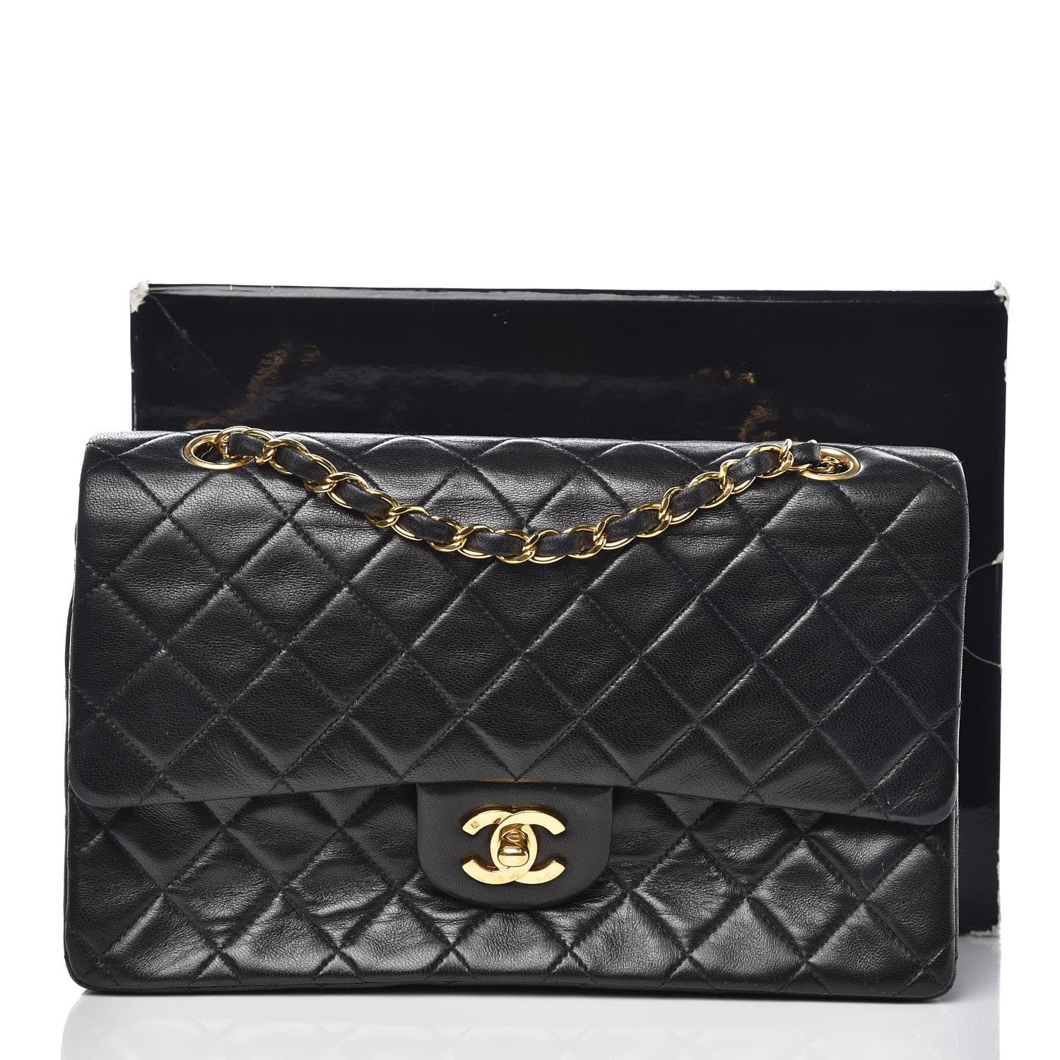Chanel Lambskin Quilted Medium Double Flap Bag Black 13 of 13