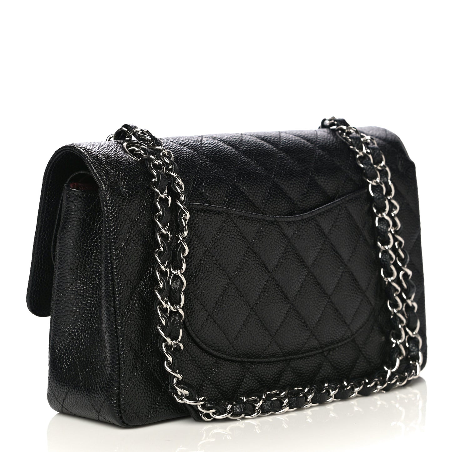 Caviar Quilted Medium Double Flap Black