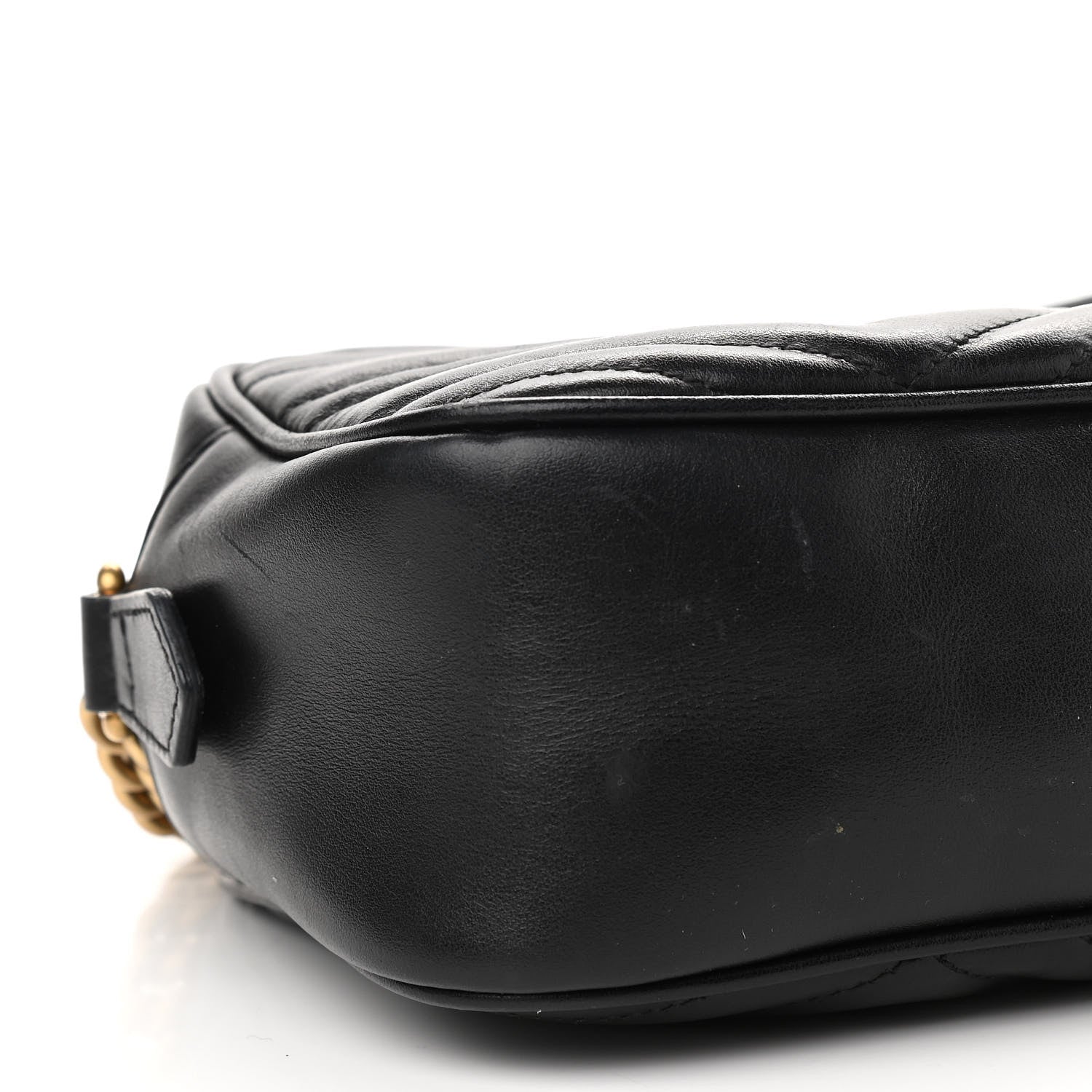 Gucci Calfskin Matelasse Small GG Marmont Chain Shoulder Bag Black 9 of 11
