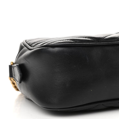 Gucci Calfskin Matelasse Small GG Marmont Chain Shoulder Bag Black 9 of 11