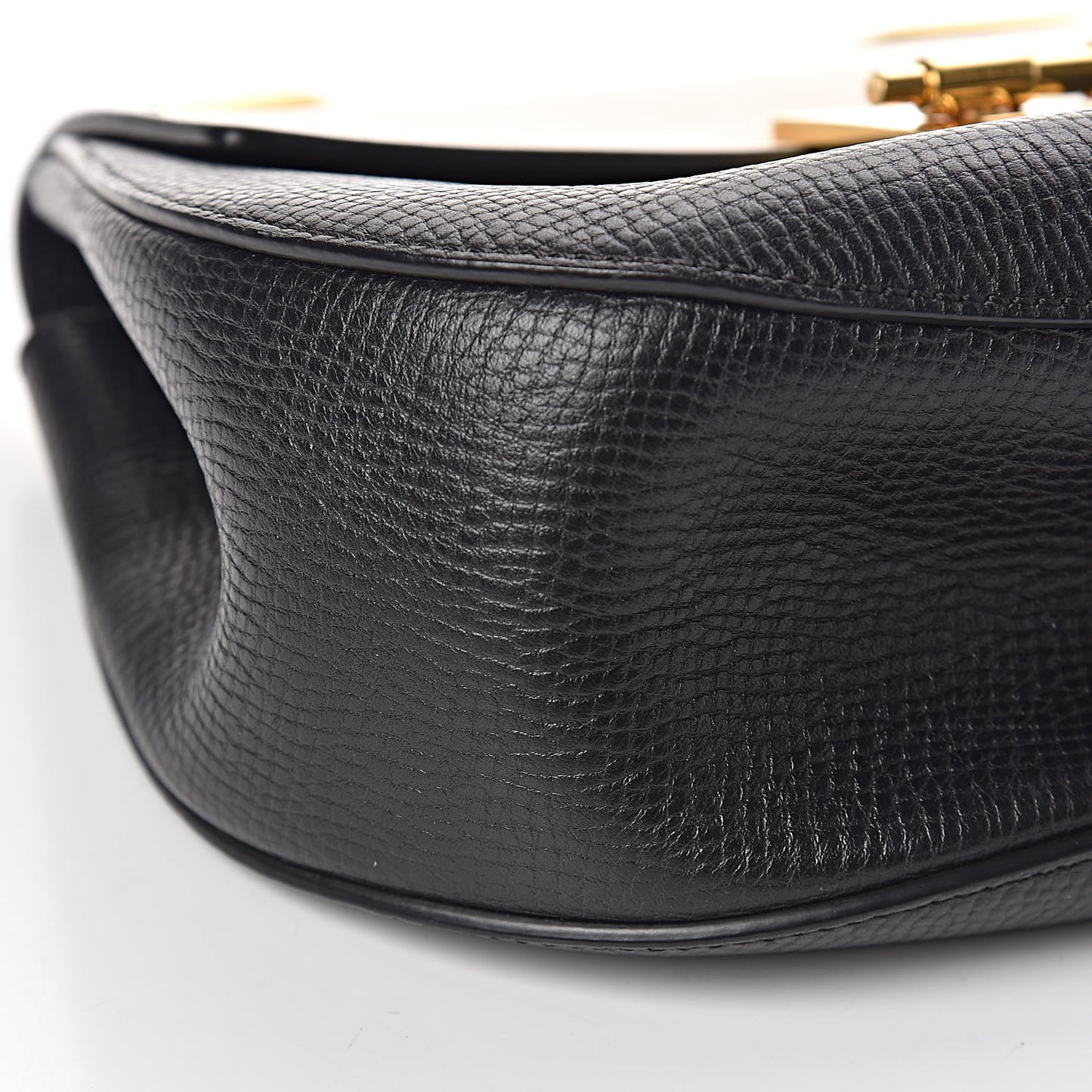 Grained Calfskin Lambskin Bi-Color Drew Shoulder Bag Black Powder Beige