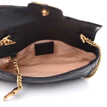 Gucci Calfskin Matelasse Super Mini GG Marmont Shoulder Bag Black 5 of 12