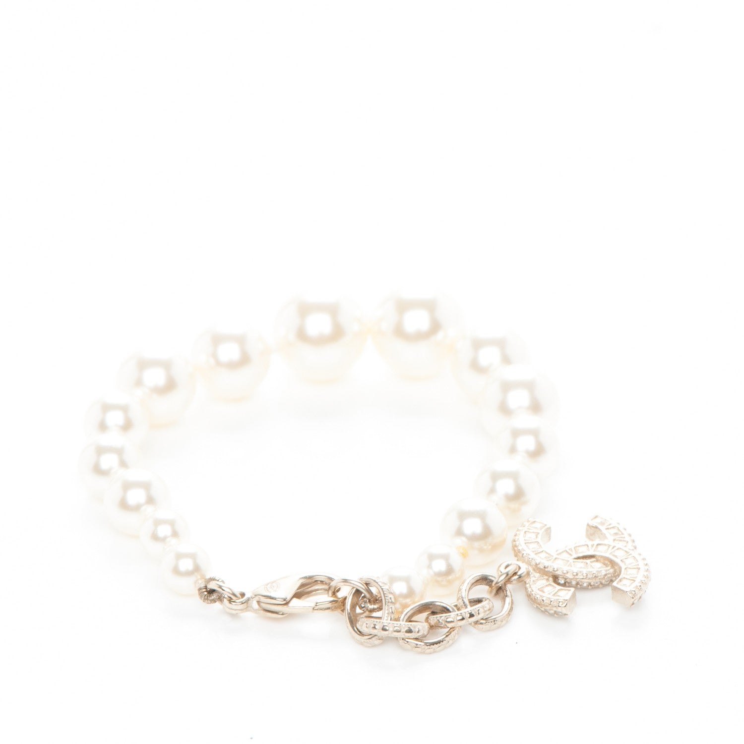Chanel Pearl Baguette Crystal CC Bracelet Gold 4 of 6