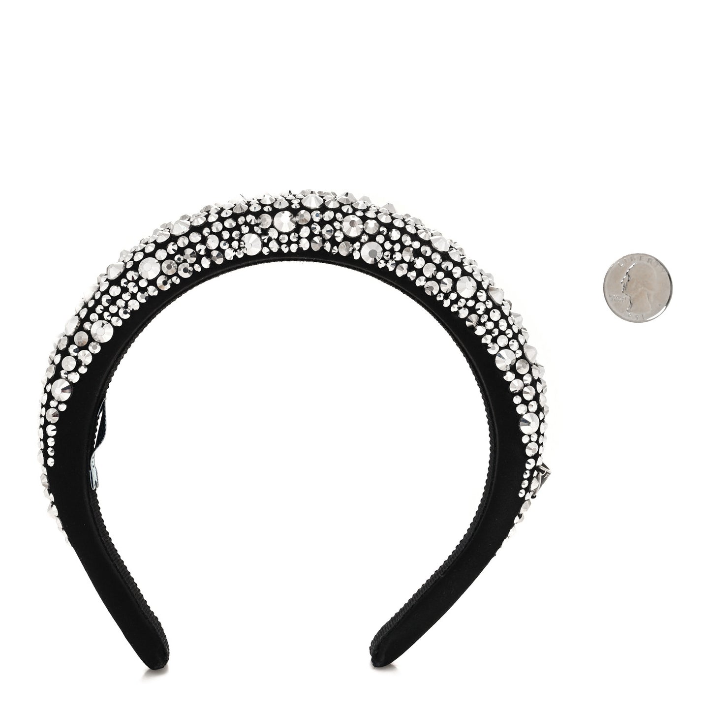 Satin Crystal Embellished Headband Metal