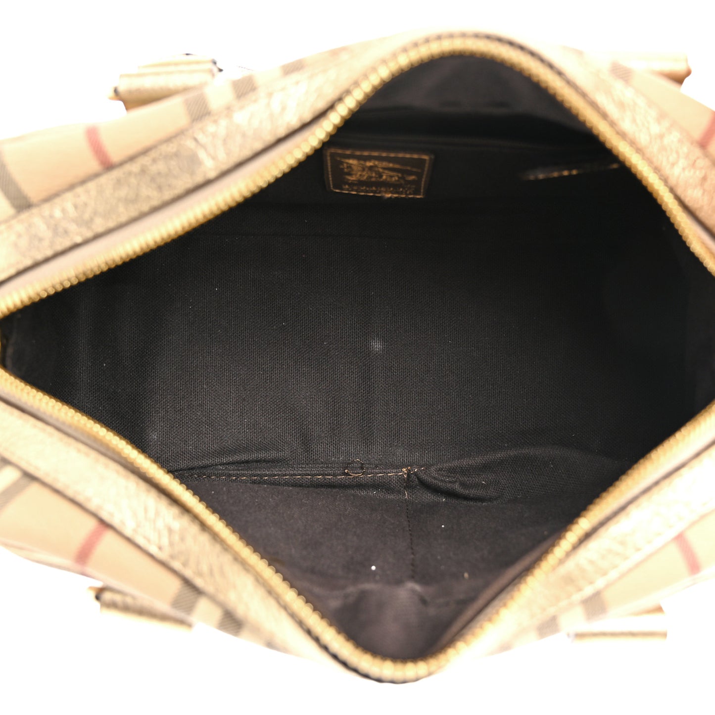 Metallic Calfskin Haymarket Check Bennett Satchel Gold