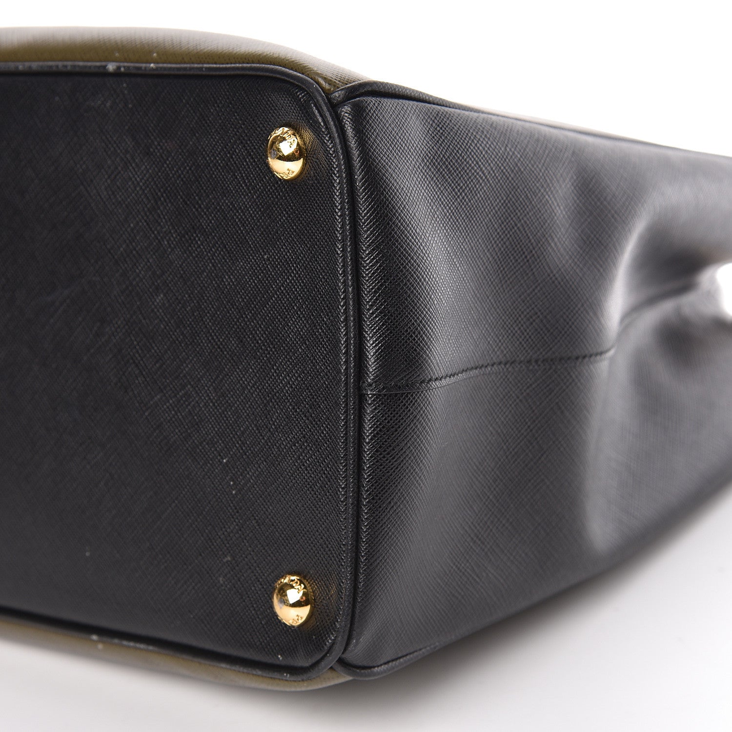 Prada Saffiano Lux Bi-Color Medium Tote Militare Black 11 of 24