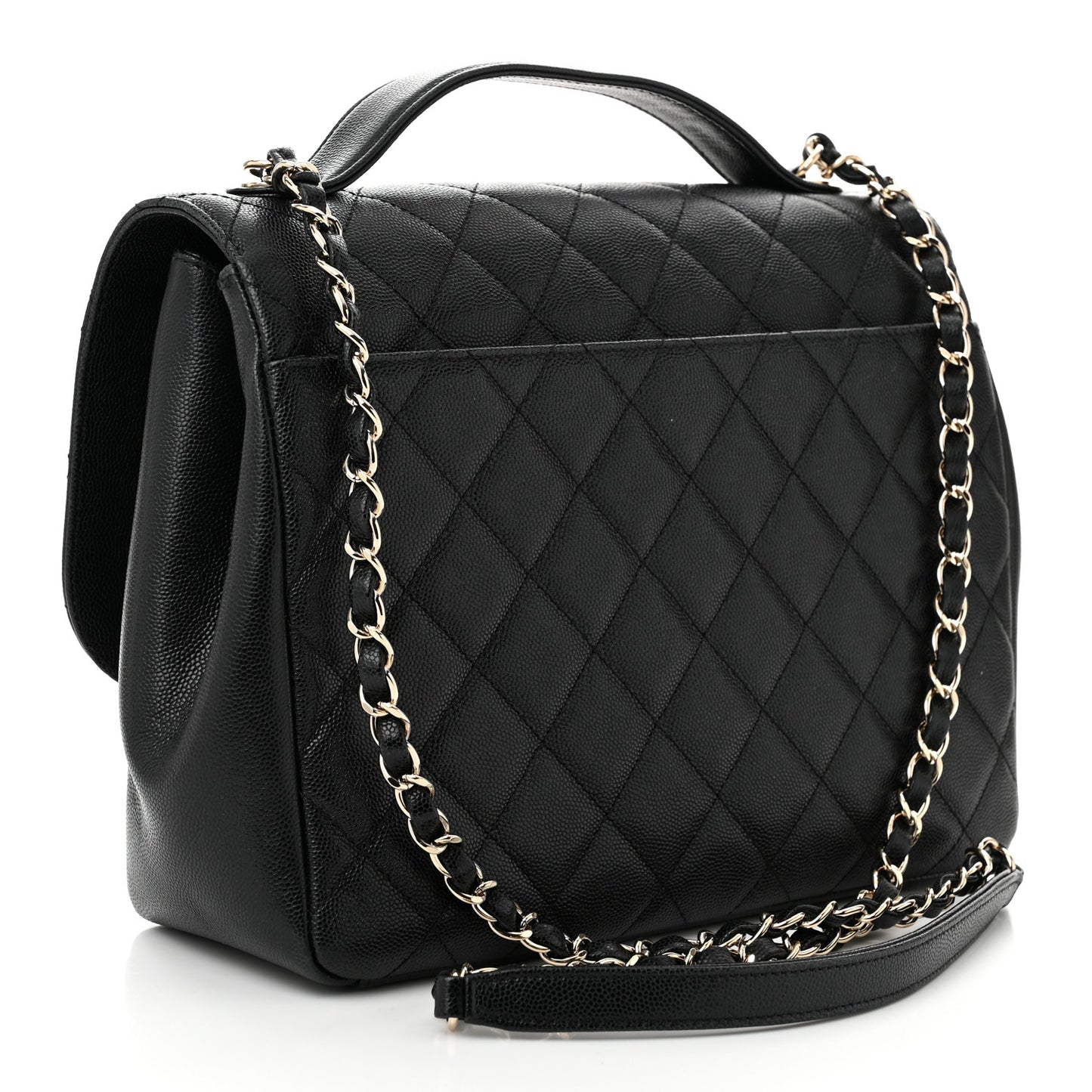 Caviar Quilted Large Business Affinity Flap Black
