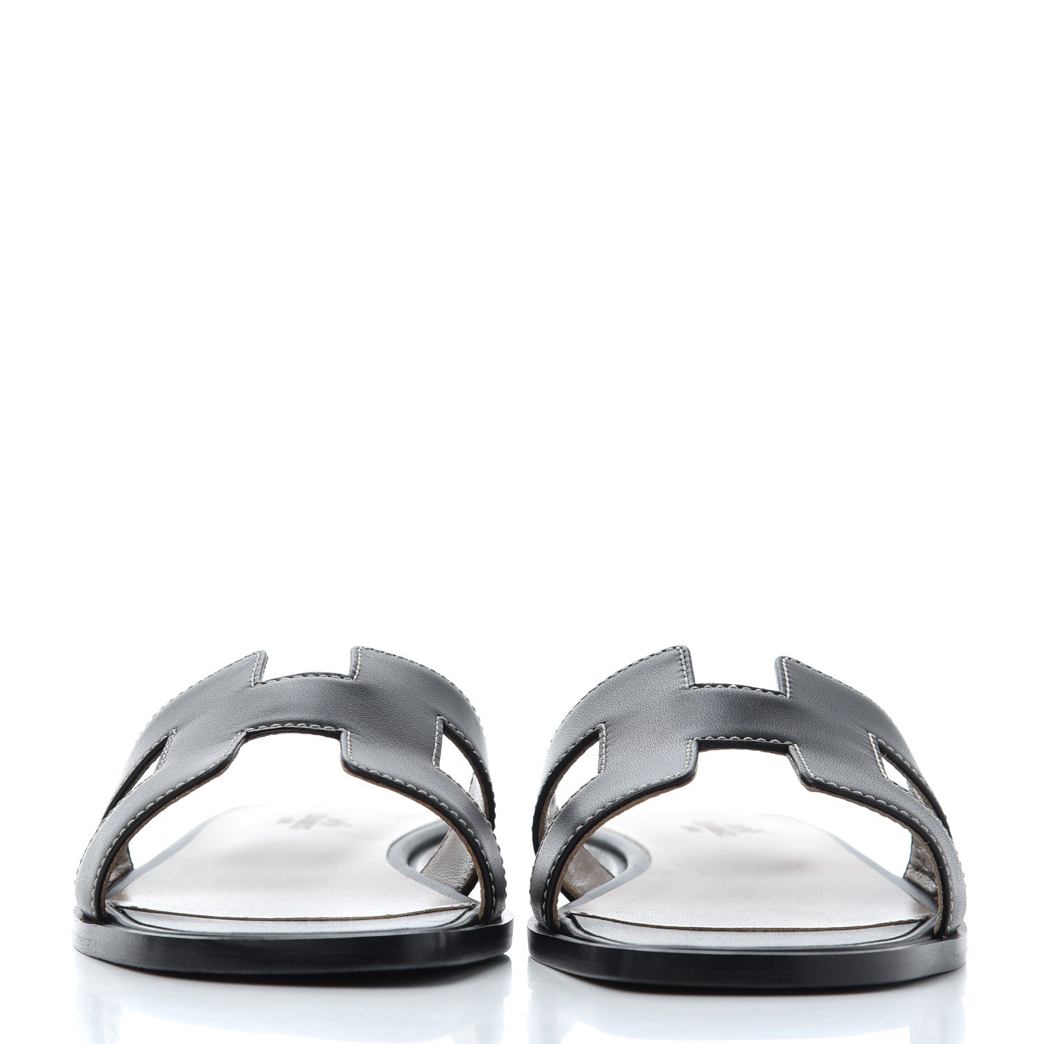 Hermes Box Calfskin Oran Sandals 37 Black 2 of 13